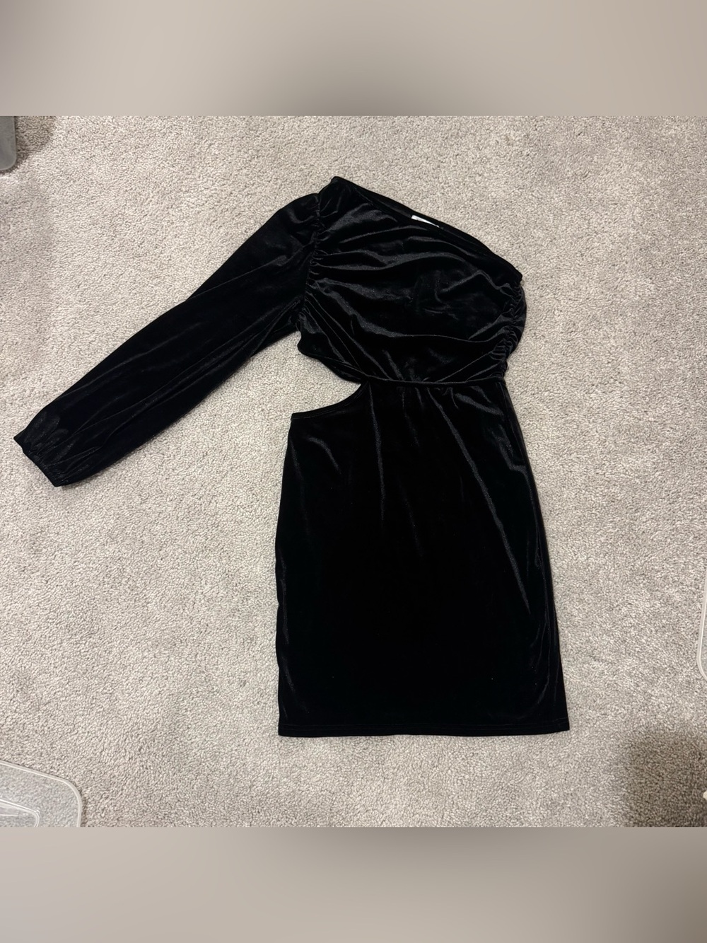 One-Shoulder Black Velvet Cutout Cocktail Dress